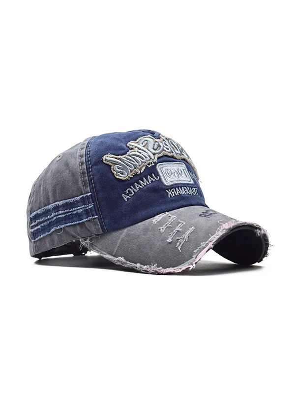 Embroidery Patchwork Distressed Baseball Cap - Image 7