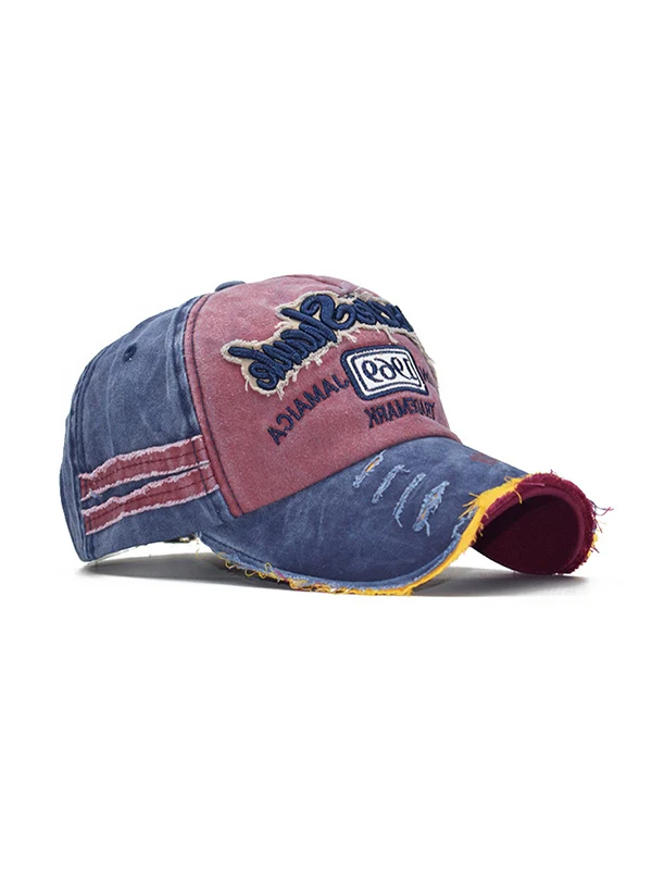 Embroidery Patchwork Distressed Baseball Cap - Image 8