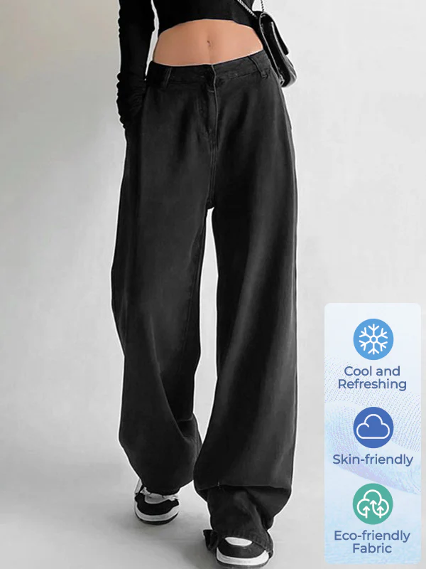 EMMIOL Black High Rise Baggy 26°C/78°F Air Jeans - Image 2