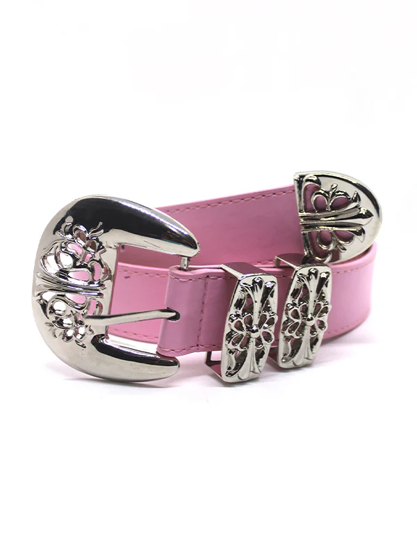 Engraved Cutout Cross Buckle Belt - Image 2