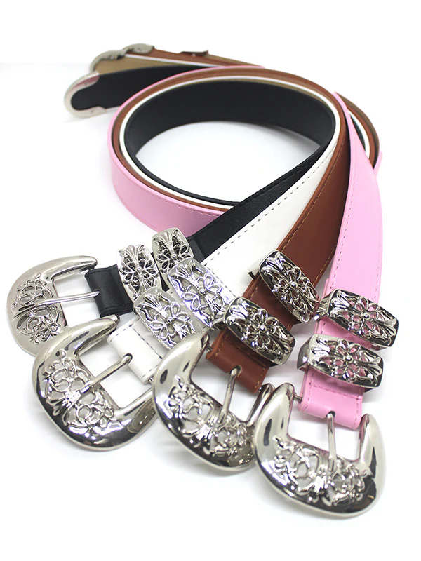 Engraved Cutout Cross Buckle Belt - Image 6