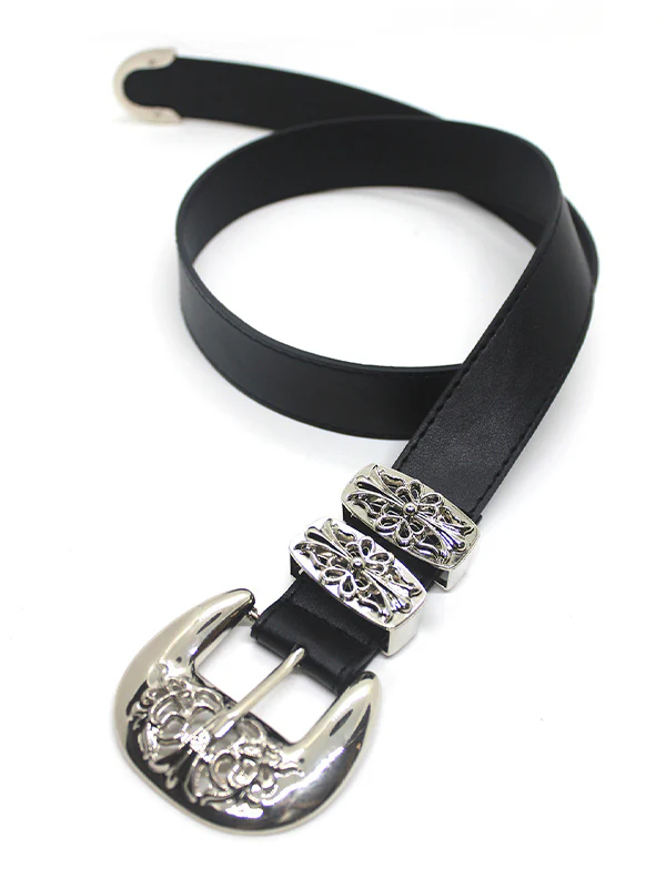 Engraved Cutout Cross Buckle Belt - Image 7