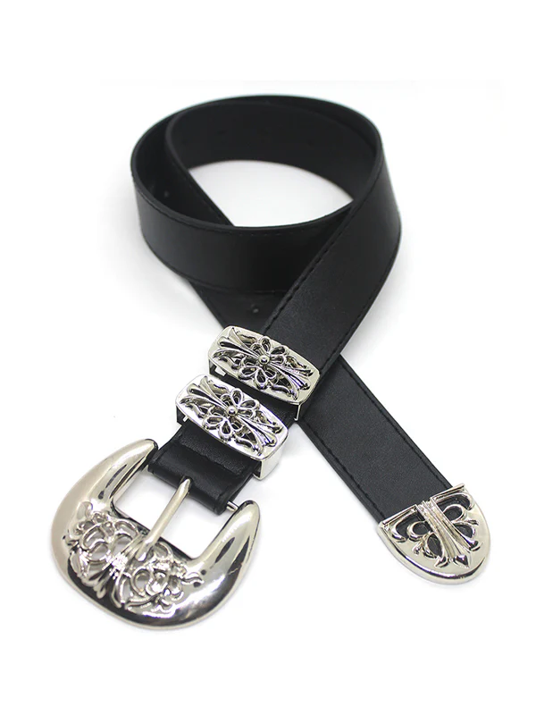 Engraved Cutout Cross Buckle Belt - Image 8
