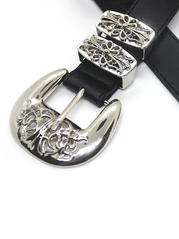 Engraved Cutout Cross Buckle Belt - Image 9
