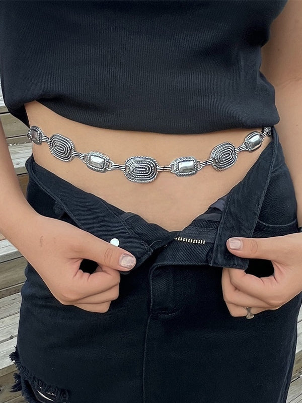 Engraved Geometric Design Chain Belt - Image 3