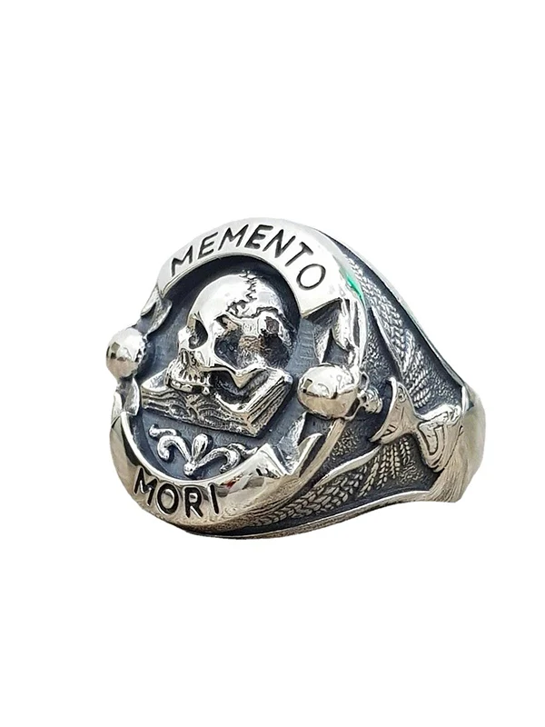 Engraved Skull Chunky Dome Ring - Image 5
