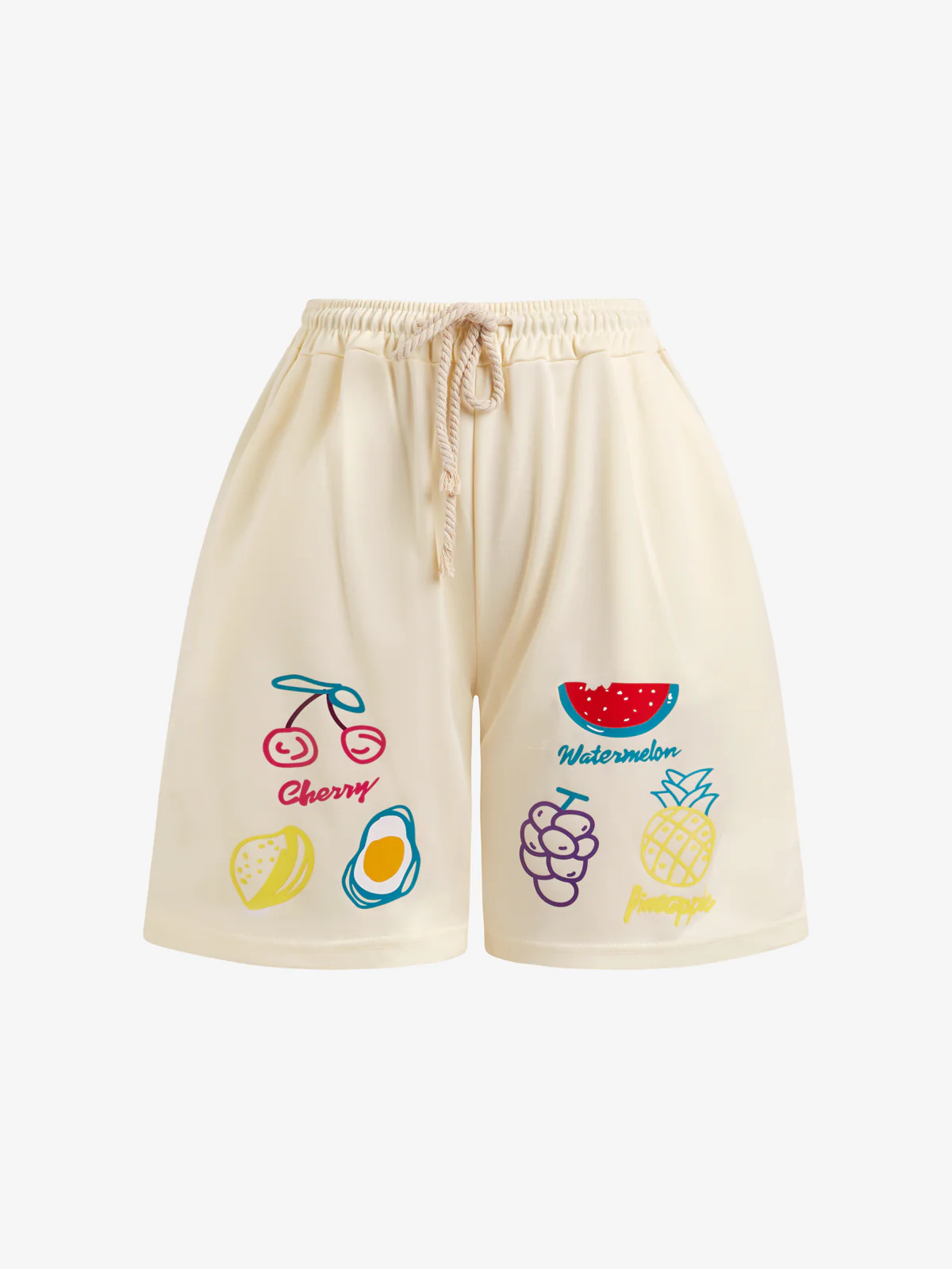 European And American Tropical Fruit Bubble Print Street Shorts