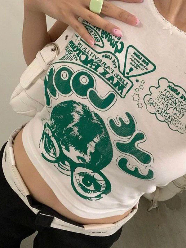 Eye Look Graphic Crop Tank Top - Image 10