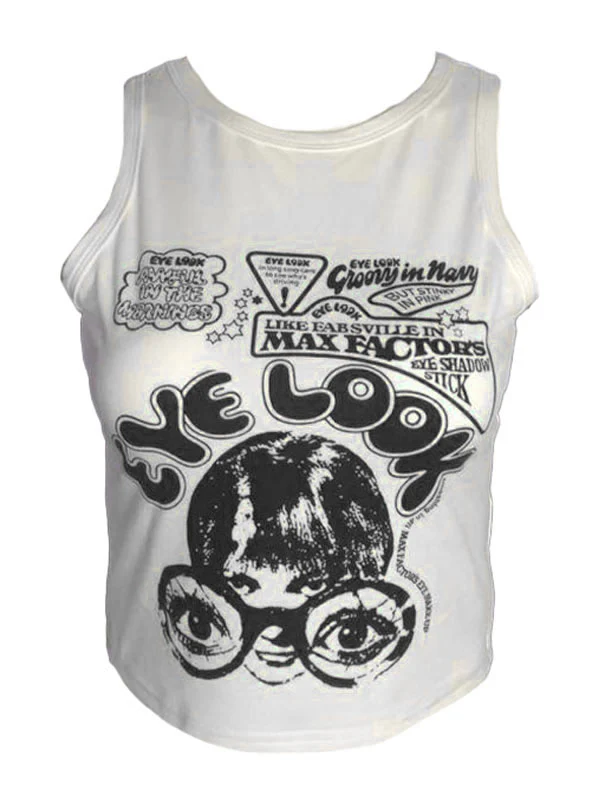 Eye Look Graphic Crop Tank Top - Image 13