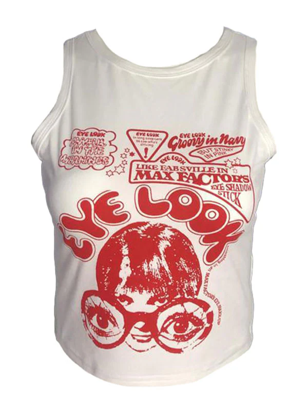 Eye Look Graphic Crop Tank Top - Image 8