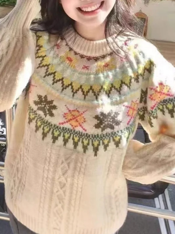 Fair Isle College Casual Pullover Sweater - Image 3