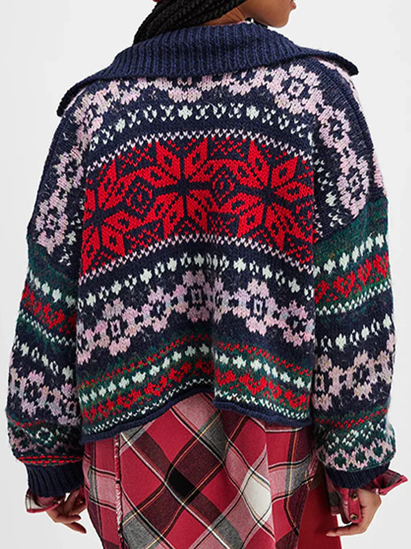 Fair Isle Knitting Sweaters Jacket - Image 2