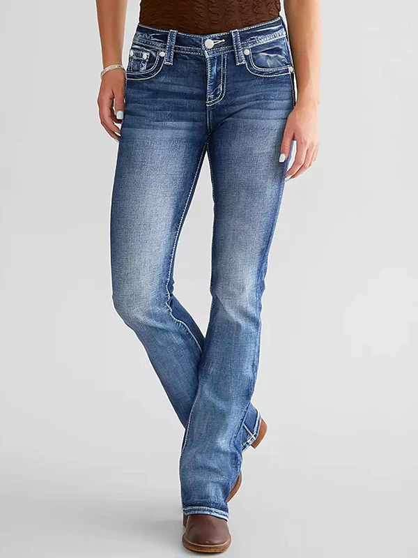 Fashion Embroidery Slim Jeans - Image 3