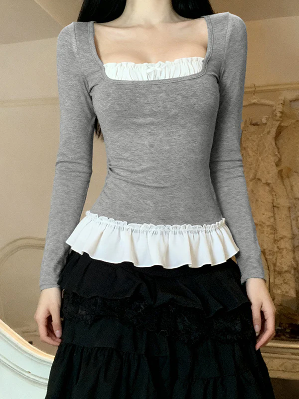 Faux Two-Piece Lace Long Sleeve - Image 2