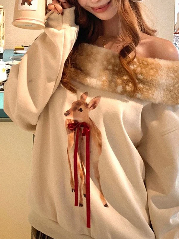Fawn Print Fur Collar Long Sleeve - Image 5
