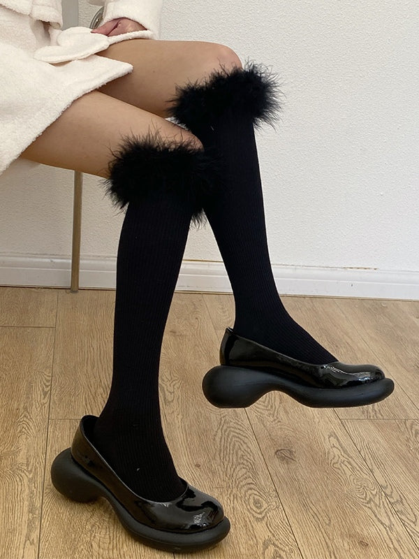Feather Trim Knee High Socks - Image 4