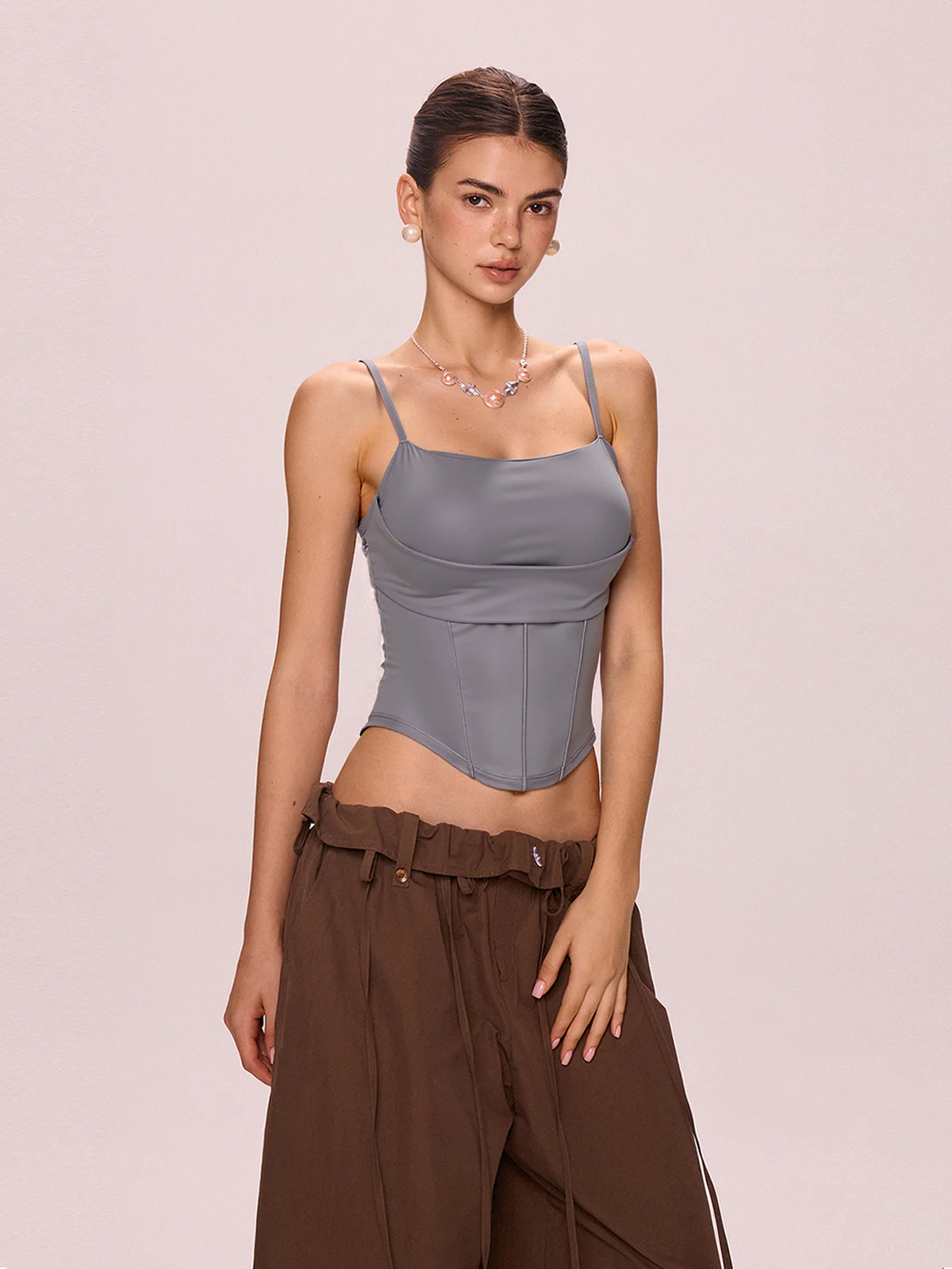 Fish Bone Stretchy Slim Corset Top - Image 3