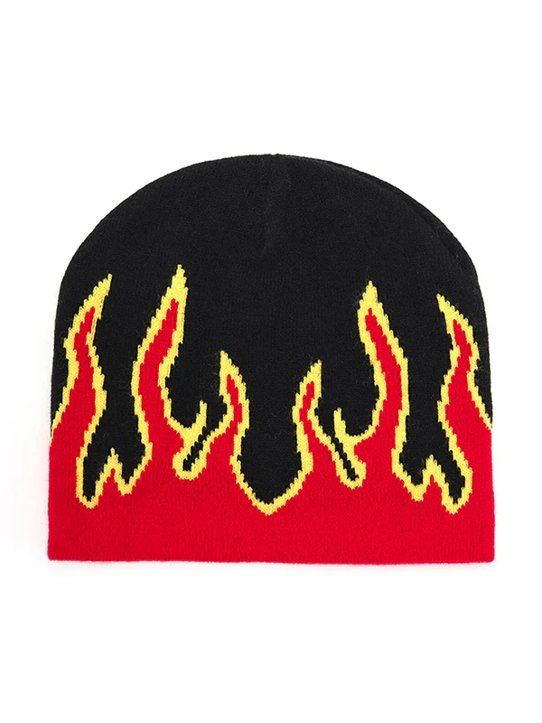 Flame Print Beanie Hat - Image 3