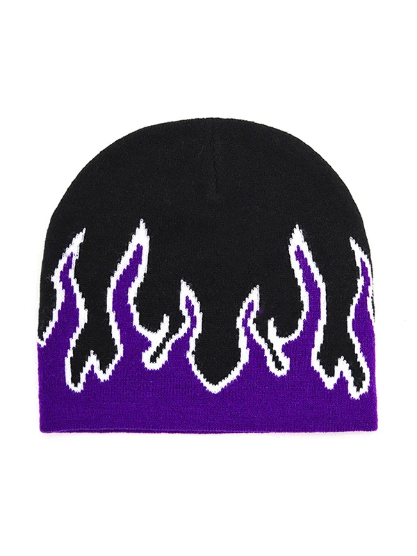 Flame Print Beanie Hat - Image 4