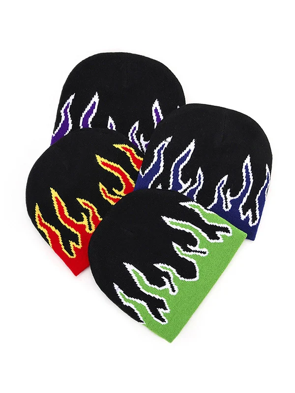 Flame Print Beanie Hat - Image 5
