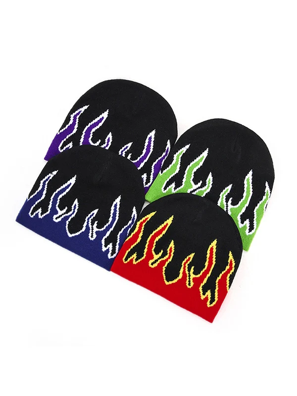 Flame Print Beanie Hat - Image 6