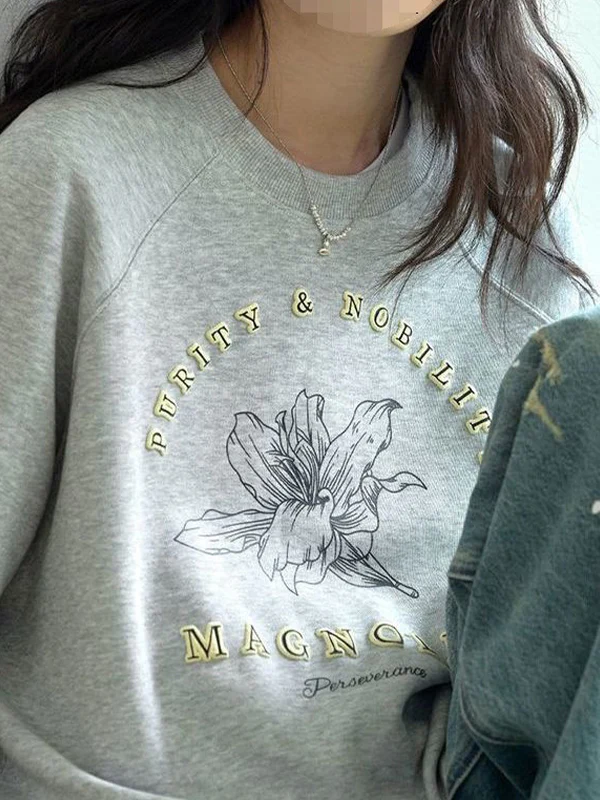 Floral Lettering Print Sweatshirts - Image 2