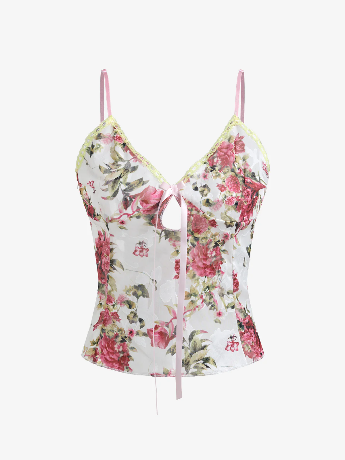 Flower Print Lace Stitching Cami Top - Image 4