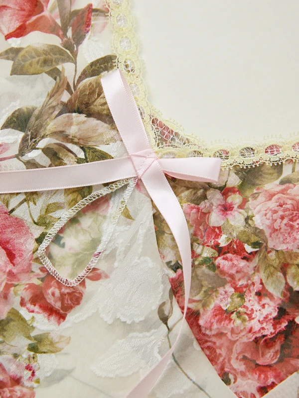 Flower Print Lace Stitching Cami Top - Image 9