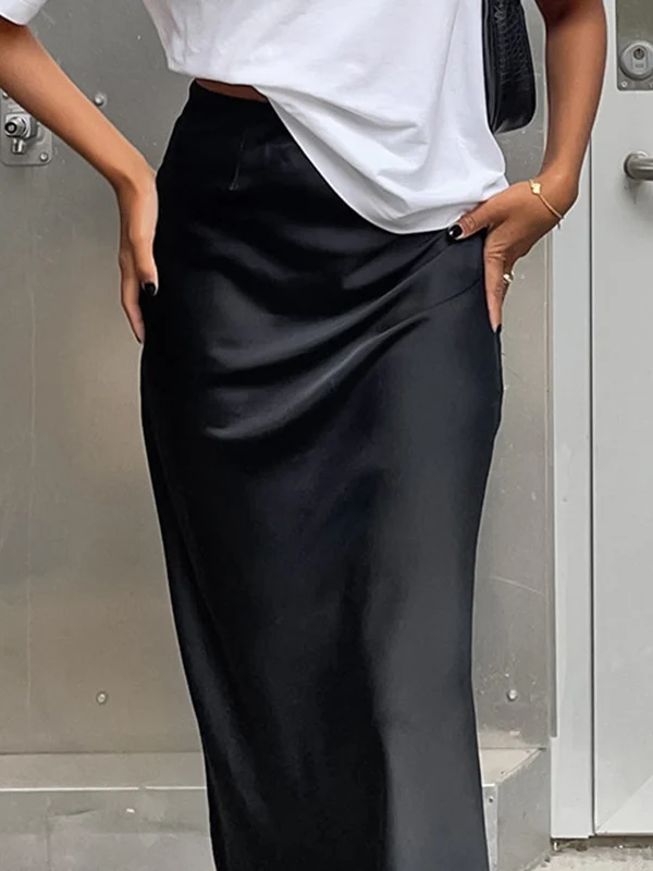 French Satin Drape Skirt - Image 10