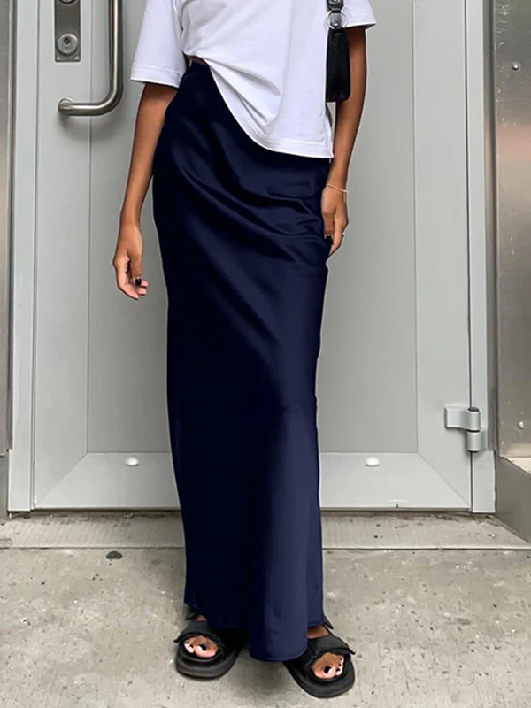 French Satin Drape Skirt - Image 3