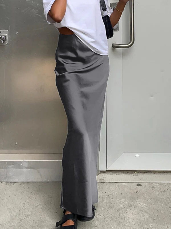 French Satin Drape Skirt - Image 7