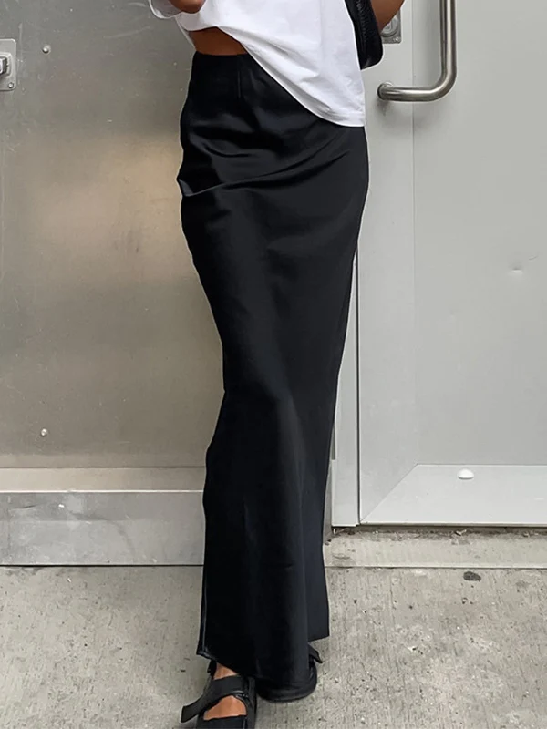 French Satin Drape Skirt - Image 9