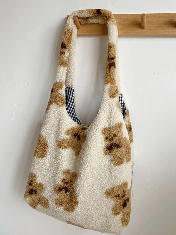 Fuzzy Teddy Bear Reversible Shoulder Bag - Image 11