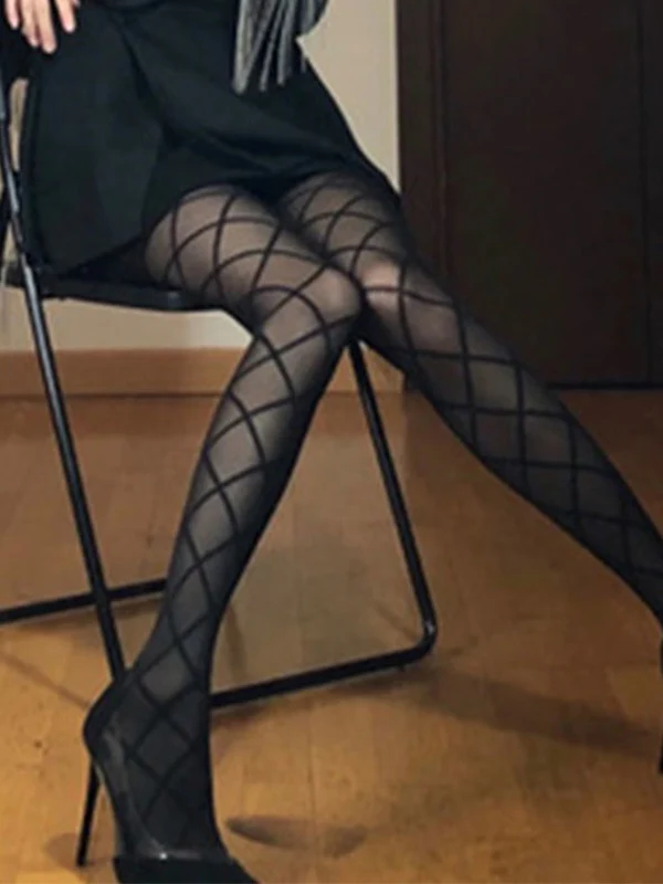 Geometric Pattern Sheer Tights - Image 2