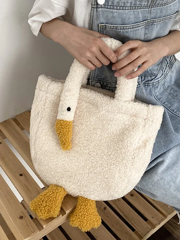 Goose Pattern Fleece Crossbody HandBag - Image 10