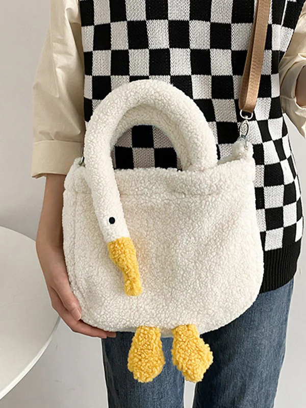 Goose Pattern Fleece Crossbody HandBag - Image 11