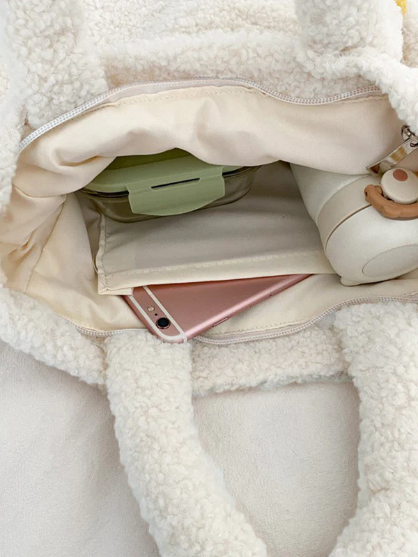 Goose Pattern Fleece Crossbody HandBag - Image 13