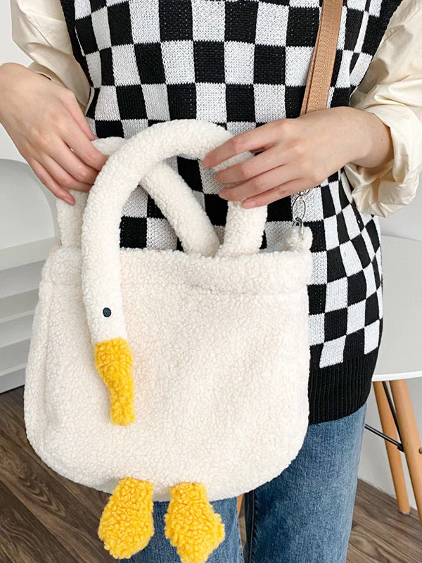 Goose Pattern Fleece Crossbody HandBag - Image 14