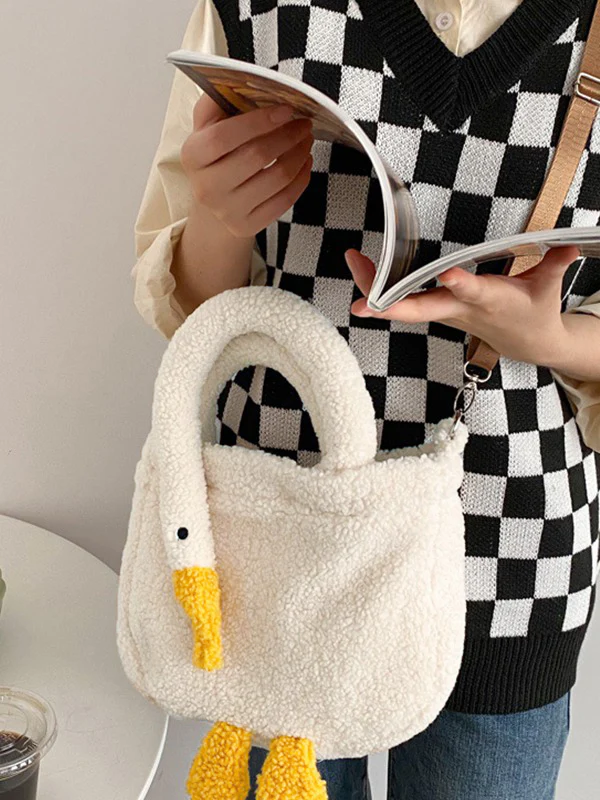 Goose Pattern Fleece Crossbody HandBag - Image 16