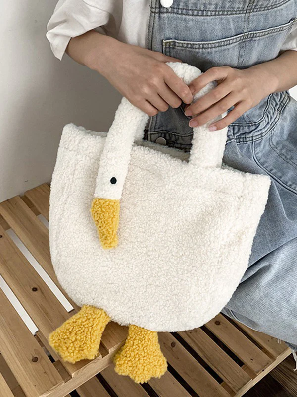 Goose Pattern Fleece Crossbody HandBag - Image 19