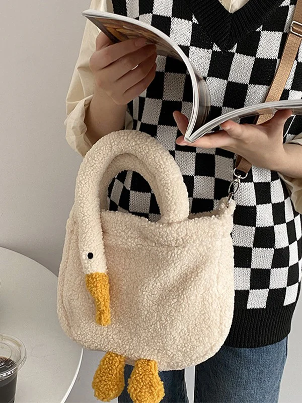 Goose Pattern Fleece Crossbody HandBag - Image 2