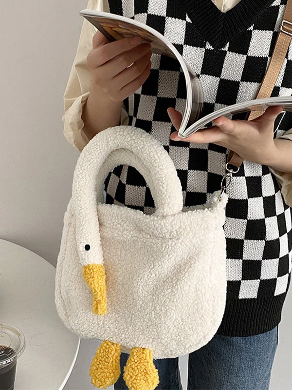 Goose Pattern Fleece Crossbody HandBag - Image 20