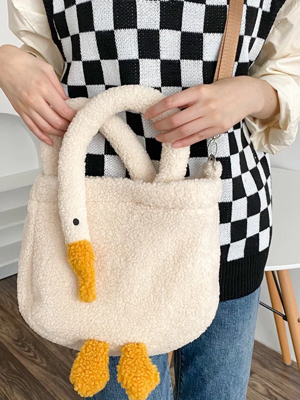 Goose Pattern Fleece Crossbody HandBag - Image 5