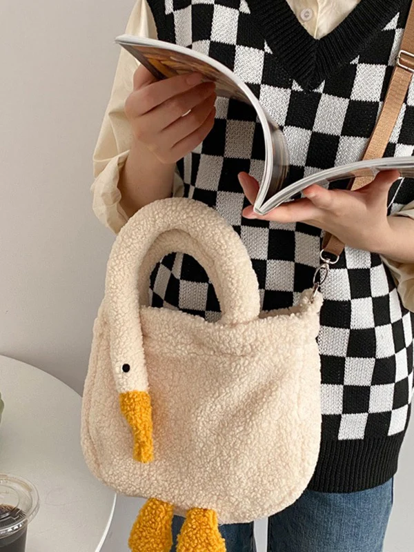 Goose Pattern Fleece Crossbody HandBag - Image 7