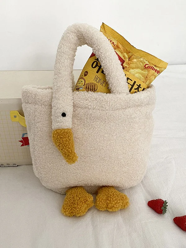 Goose Pattern Fleece Crossbody HandBag - Image 8