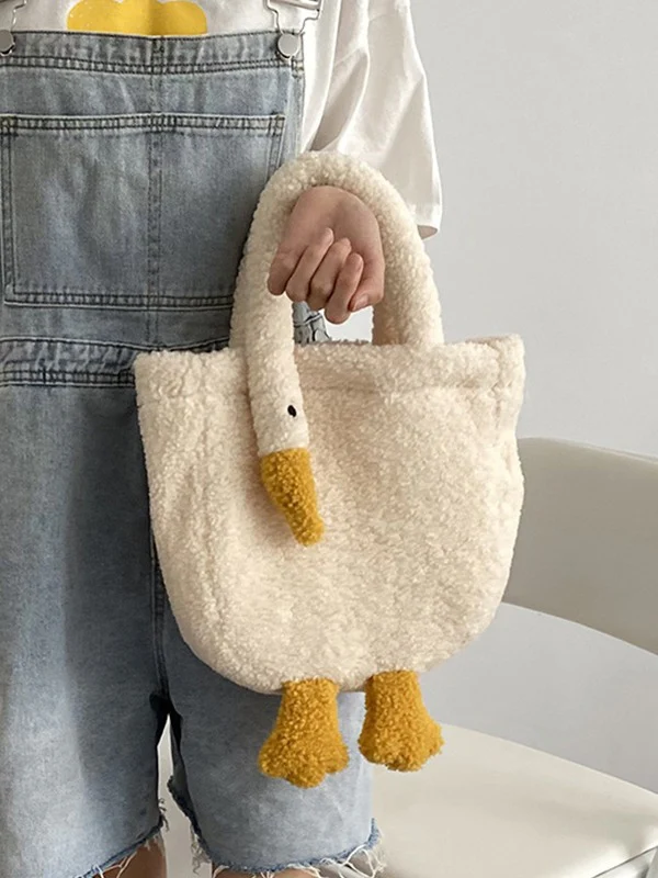 Goose Pattern Fleece Crossbody HandBag - Image 9