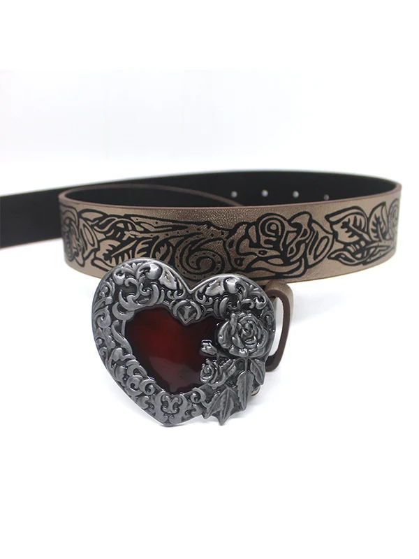 Gothic Embossed Engraved Heart Buckle Belt - Image 2