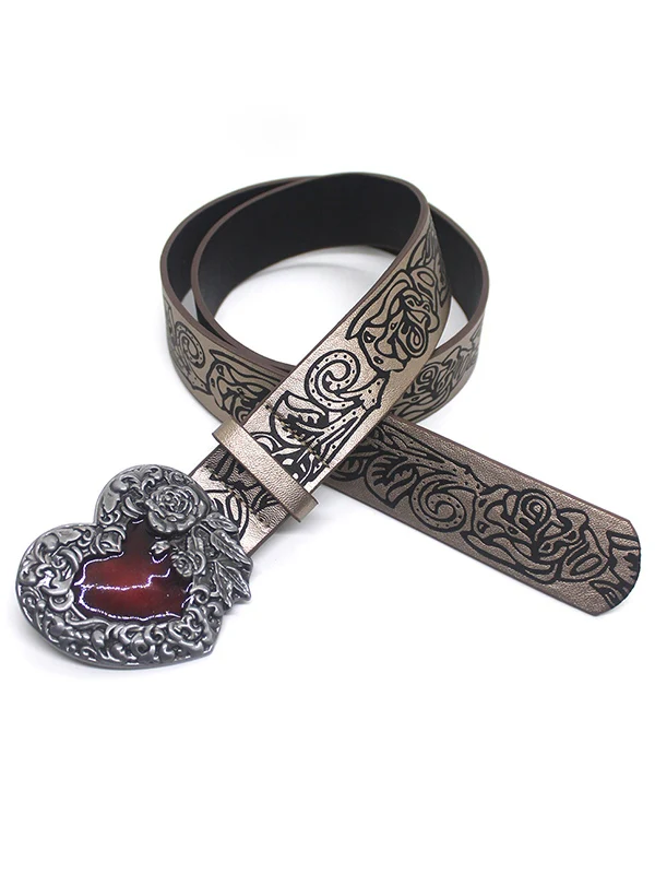 Gothic Embossed Engraved Heart Buckle Belt - Image 5