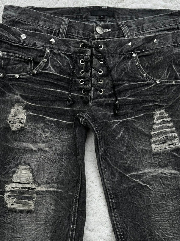 Gothic Retro Flare Jeans - Image 3