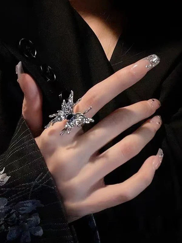 Grunge Fairy Butterfly Pattern Ring - Image 3